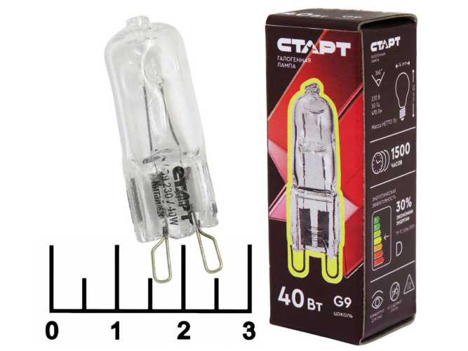 Лампа КГМ 220V 40W G9 прозрачная Старт (6069)