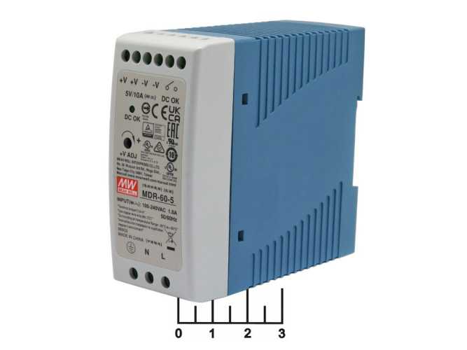 Блок питания 5V 10A MDR-60-5 на DIN-рейку