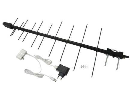 Антенна наружная для цифрового ТВ Рэмо BAS-1111-DX Печора с усилителем (питание USB+БП USB)