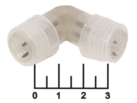 Коннектор-соединитель дюралайта 2-х контактный L-образный (смещенные контакты)