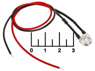 Светодиод LED 8мм 0.5W 12-24V красный на проводе