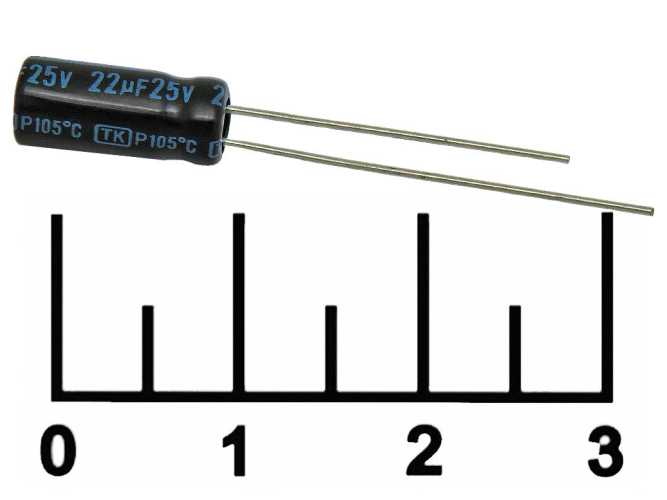 Конденсатор электролитический ECAP 22мкФ 25В 22/25V 0511 105C (TK)