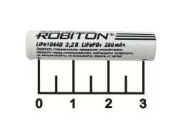 Аккумулятор 3.2V 0.28A 10440 Robiton плоский плюс (LiFePO4)