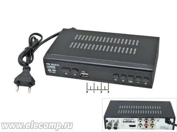Ресивер цифровой телевизионный DVB-T2 HD Beko Т8000 + медиаплеер (шнур 3RCA-3RCA)