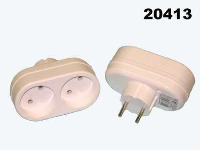 Тройник электрический /2 без земли 6A 2T Toker белый