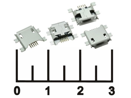 Разъем питания micro USB 5pin гнездо (г/ж) 4 крепежа Alcatel 993D