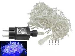 Гирлянда 100 светодиодов бахрома синяя 0.7*2м (прозрачная нить) для улиц удлиняется