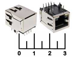 Разъем компьютерный гнездо 8P8C (RJ-45) на плату с индикацией (TJ8-1-8P8)