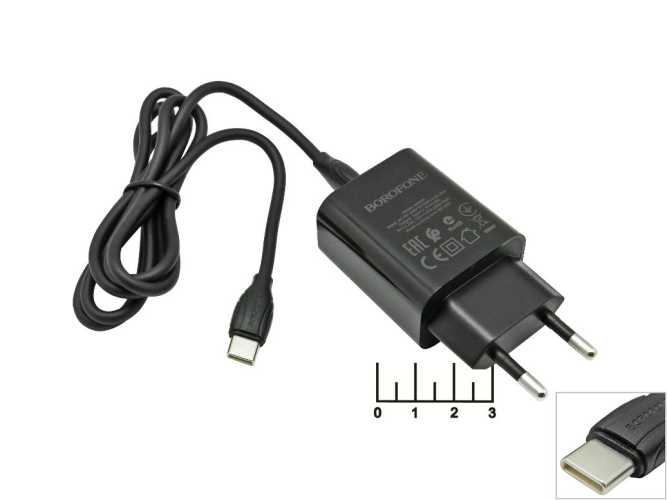 Сетевое зарядное устройство Type C 5V 3A/9V 2.22A/12V 1.67A (шнур Type C) BA65A Borofone (белое)