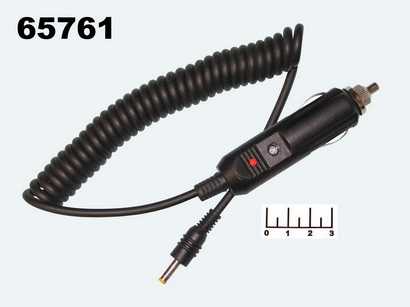 Шнур прикуривателя с разъемом 4.0*1.7 1.8м со светодиодом витой (8-0014B)