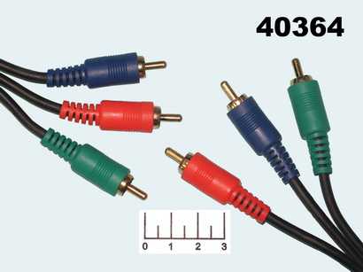Шнур 3RCA-3RCA 1.5м gold пластик Elecctronics