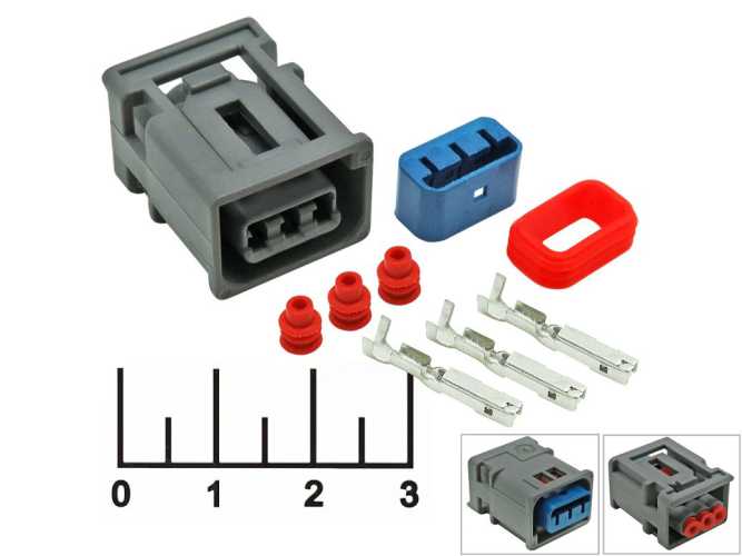 Разъем 3pin гнездо влагозащищенный авто