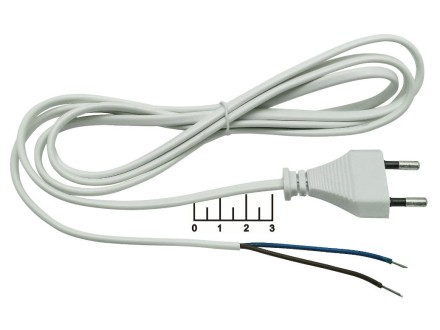 Шнур электрический без земли 1.8м (2*0.5) (вилка прямая/плоская) белый