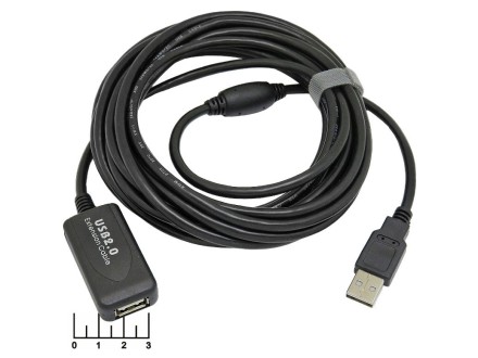 Шнур USB-USB A гнездо 5м  (фильтр) с усилителем