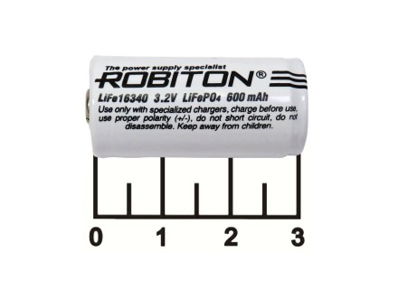 Аккумулятор 3.2V 0.6A 16340 Robiton с контроллером (LiFePO4)