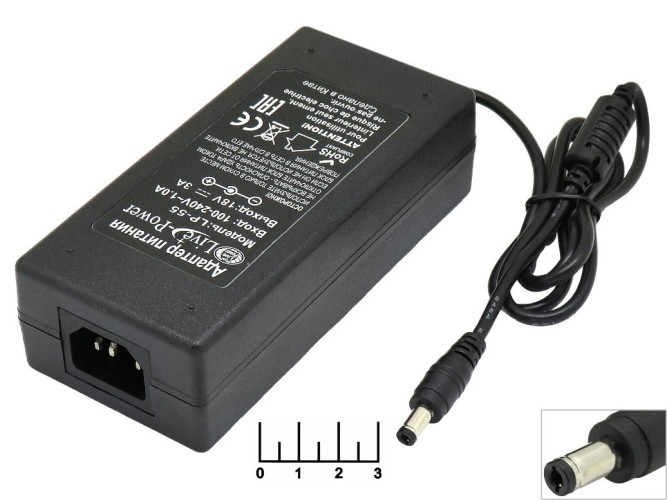 Блок питания 18V 3A LP-55 импульсный (5.5*2.5) без шнура (C13)