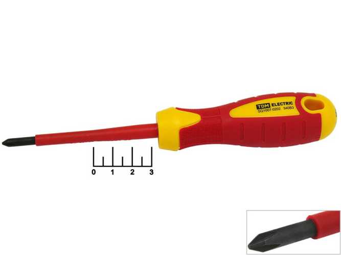 Отвертка диэлектрическая 1000V 1*80мм + PH TDM