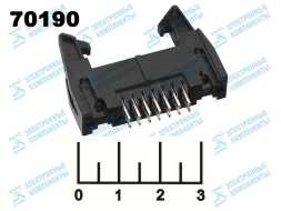 Разъем 14pin штекер с фиксатором шаг 2.54мм IDCC-14MS