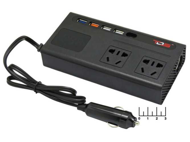 Инвертор 12-24V/220V 150W + 4USB 5V 2.1A + Type-C TS-CAU74