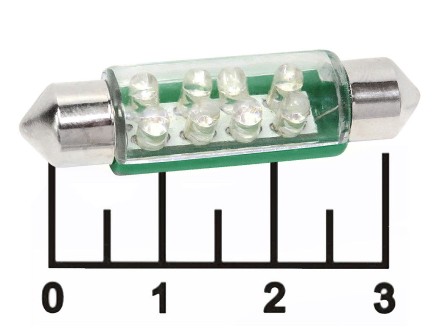 Лампа светодиодная салонная зеленая 42мм 12V 8LED (д/Росс)