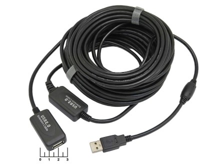 Шнур USB-USB A гнездо 15м (фильтр) с усилителем