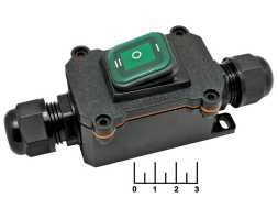 Коробка распределительная 125*40*60 2pin LD522 16A/250V IP68 + выключатель зеленый 3-х поз. PG-13.5